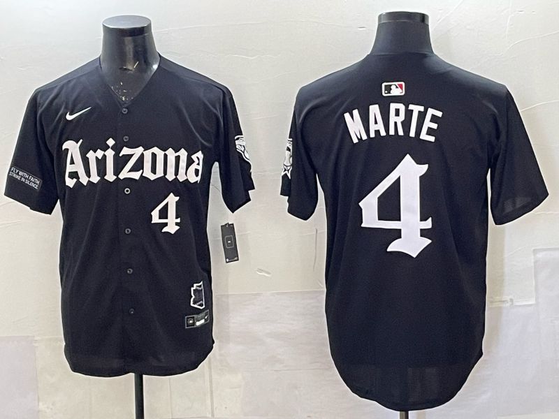 Men 2025 Arizona Diamondback 4 Marte black Joint Name Nike MLB Jersey style 003